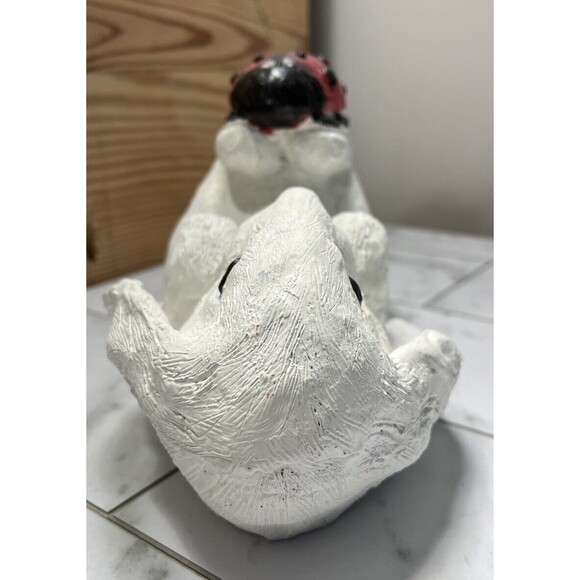 White Bunny With Ladybug Hide A Key Faux Rock Resin Vintage * READ - Picture 4 of 9